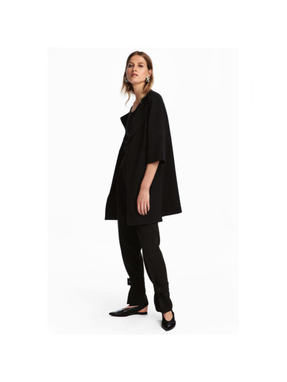 NWT H&M Black Short Coat Open Front Knit Jacket 3/4 Sleeve Unlined 10 SOLD OUT!